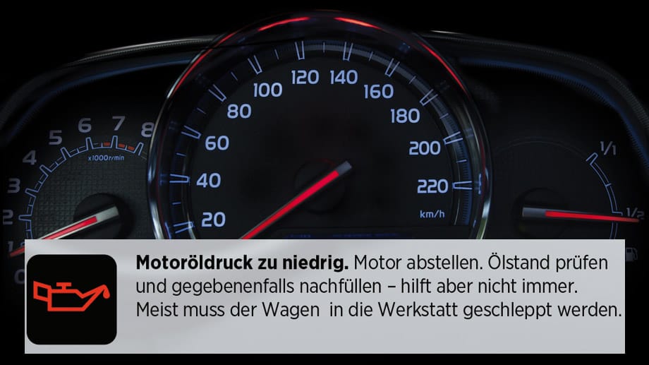 Kontrollleuchten im Auto: Bei diesem Symbol gibt es Probleme mit dem Motoröldruck.