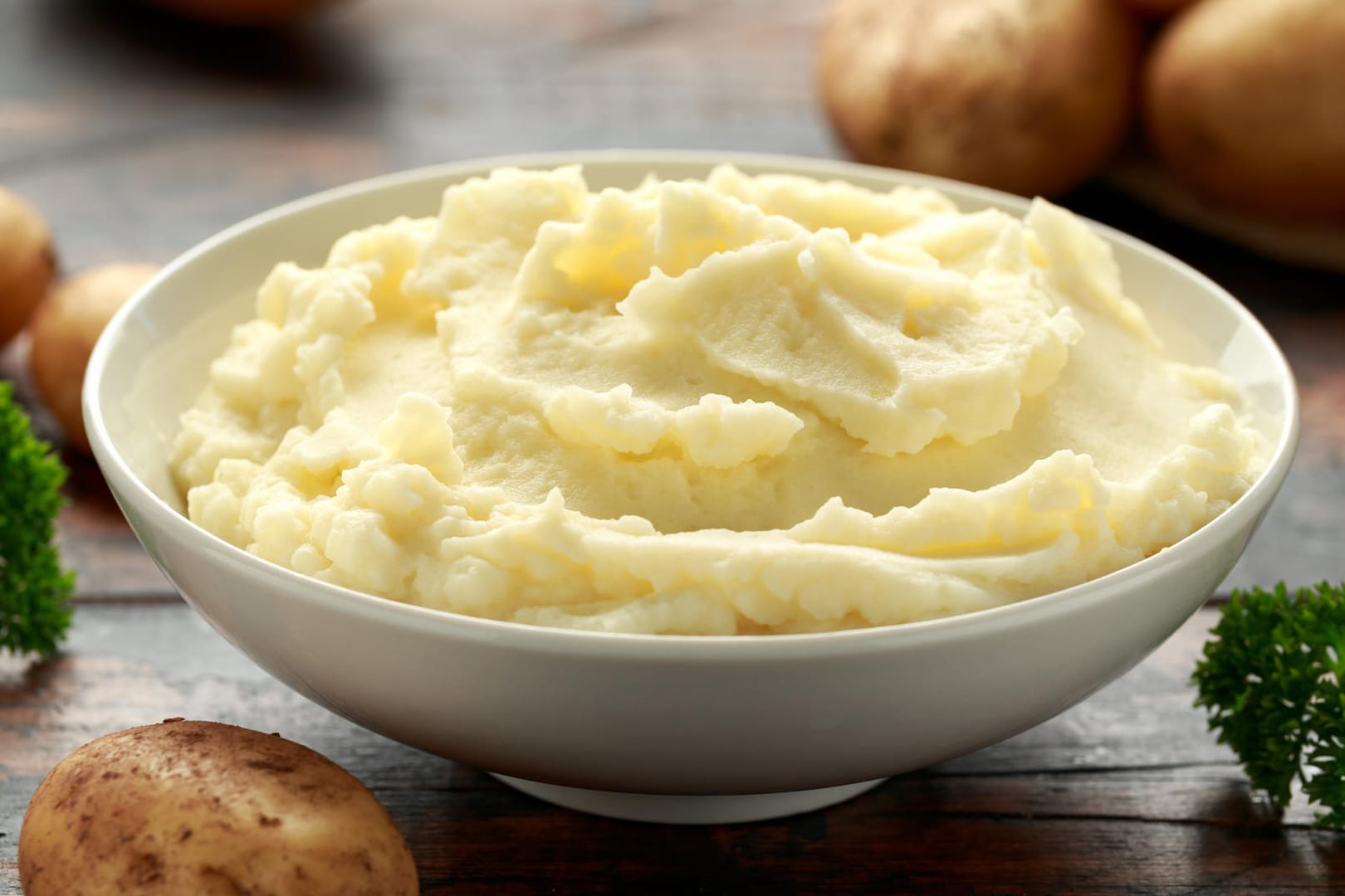 Kartoffelbrei: Das Püree sollte cremig und luftig sein. Kartoffelbrei: Das Püree sollte cremig und luftig sein.