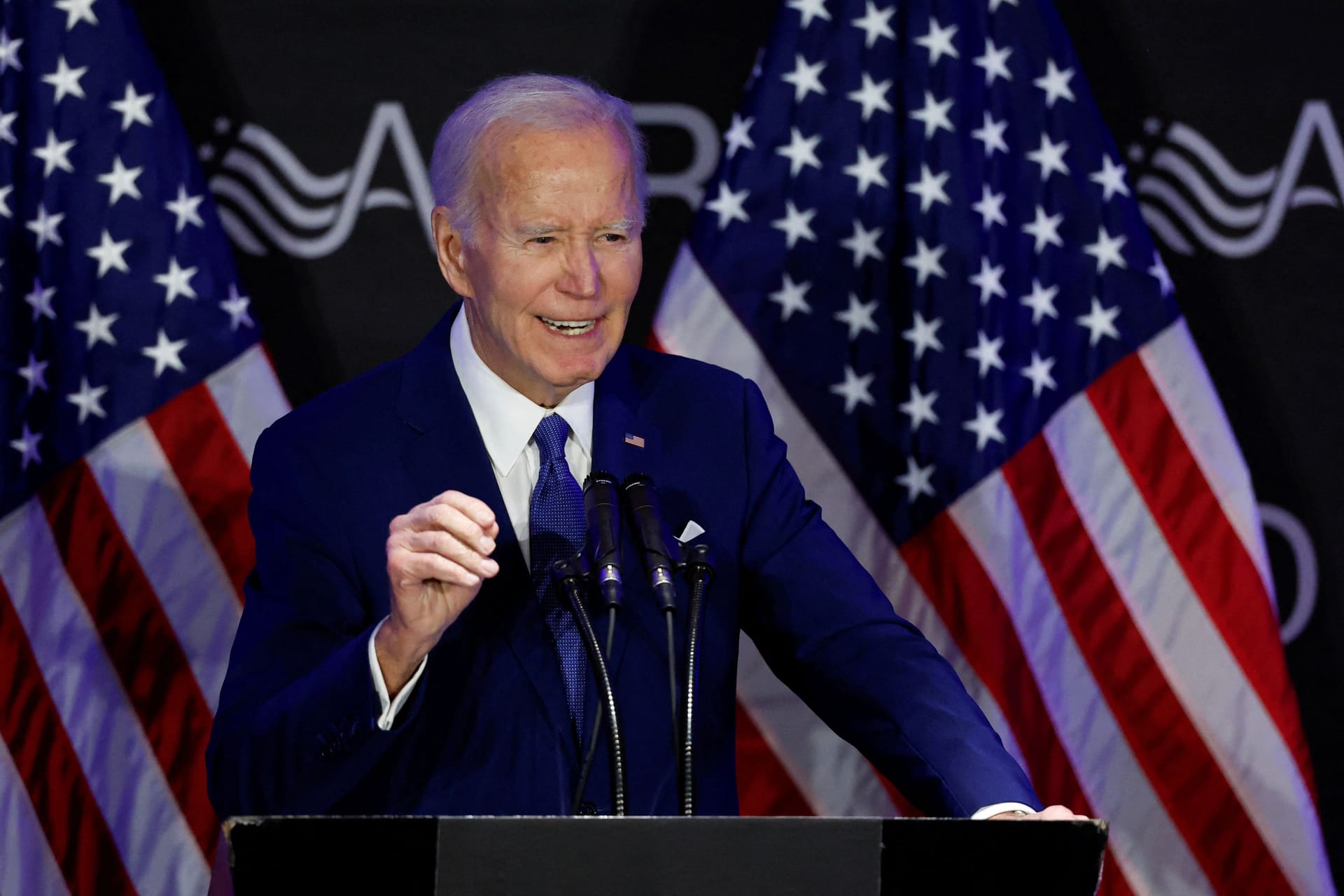Der frühere US-Präsident Joe Biden bei seinem ersten öffentlichen Auftritt in Chicago: "Stellen Sie sich die Panik vor."