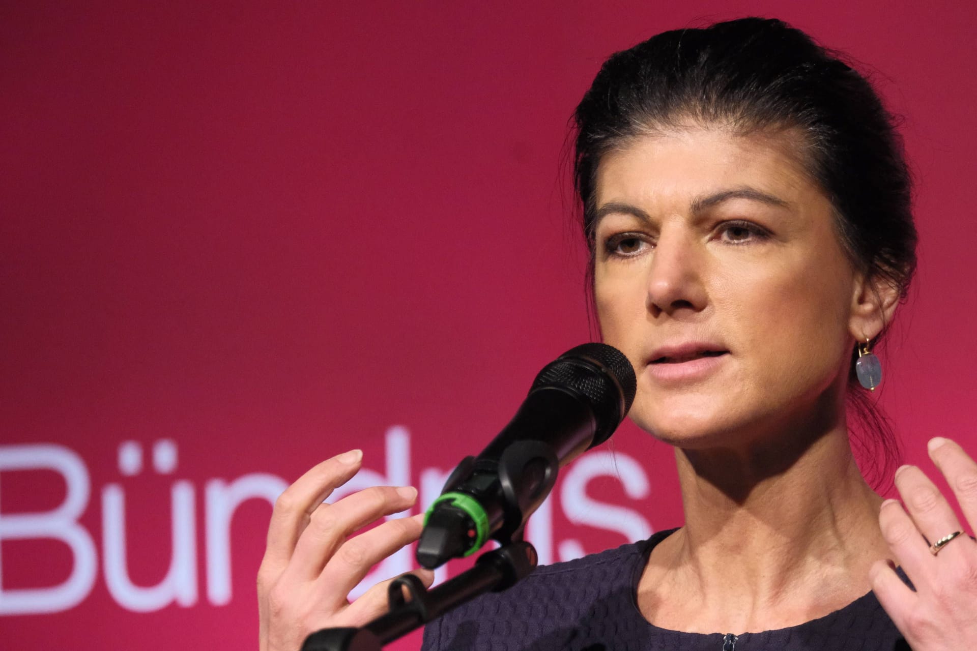 Sahra Wagenknecht bei einer Pressekonferenz: Sie fordert eine Trennung von Partei- und Regierungsämtern. (Archivbild) Sahra Wagenknecht bei einer Pressekonferenz: Sie fordert eine Trennung von Partei- und Regierungsämtern. (Archivbild)