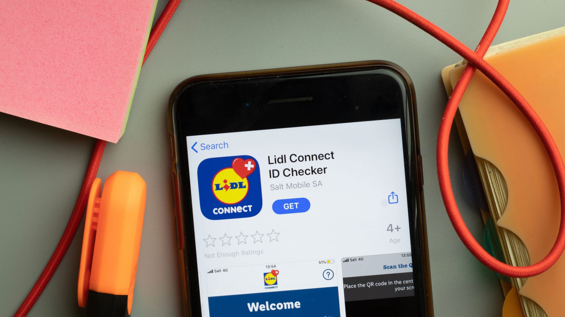 New York, United States - 7 November 2020: Lidl Connect ID Checker app store logo on phone screen, Illustrative Editorial